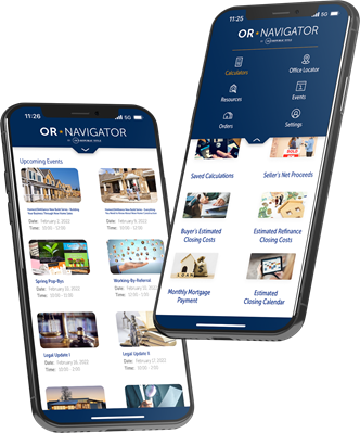 2 Smartphones showing OR Navigator